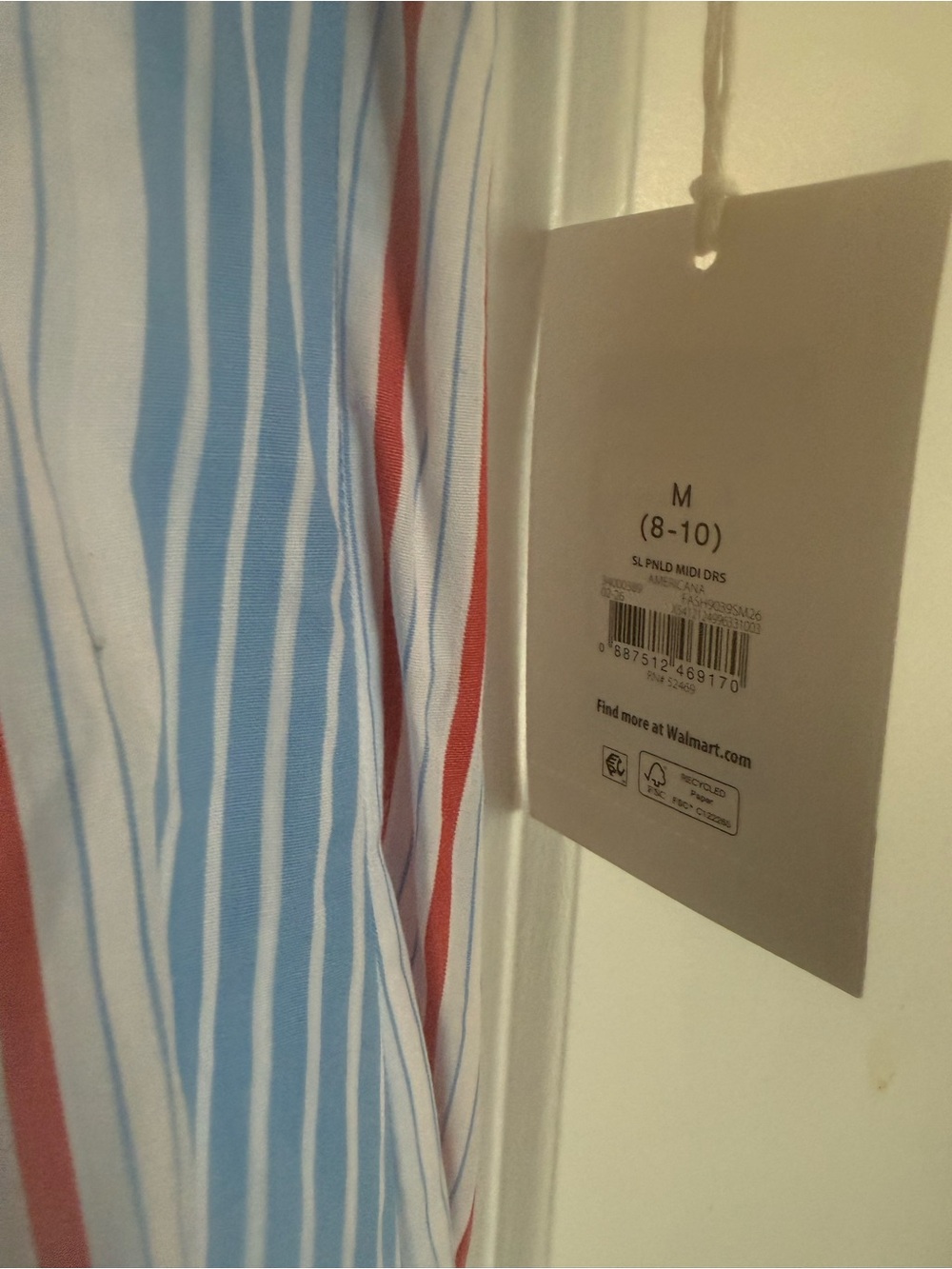 Free Assembly Blue & White Striped Spaghetti Strap Midi Dress with Red Accents - Picture 13 of 13